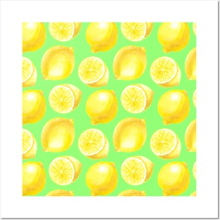 Watercolor lemons pattern Posters and Art